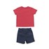 Conjunto Masculino Infantil / Baby Camiseta + Bermuda Em Malha Penteada E Sarja Com Lycra - Um Mais Marinho