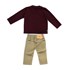 Conjunto Masculino Infantil / Baby Camiseta + Calça Em Malha Stone E Sarja Com Lycra - Um Mais Um Caqui