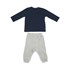 Conjunto Masculino Infantil / Baby T-Shirt Em Meia Malha Penteada Com Estampa Frontal + Calça Em Mol Mescla Claro