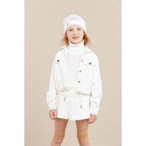 JAQUETA DE SARJA TINTURADA COM ELÁSTICO NOS PUNHOS OFF WHITE