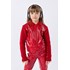 Jaqueta infantil feminina em verniz e tricô Vermelho Tamanho 4