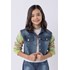 Jaqueta infantil feminina jeans com mangas de tricô Lima