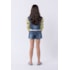 Jaqueta infantil feminina jeans com mangas de tricô Lima