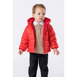 Jaqueta infantil masculina acolchoada de nylon Vermelho