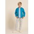 Jaqueta infantil masculina de moletom com detalhe de viés colorido Azul Médio