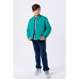 Jaqueta infantil masculina de nylon acolchoada Verde Médio