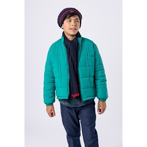 Jaqueta infantil masculina de nylon acolchoada Verde Médio