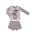 Pijama infantil feminino blusa com girafinhas de óculos frontal + short com elástico MESCLA CLARO