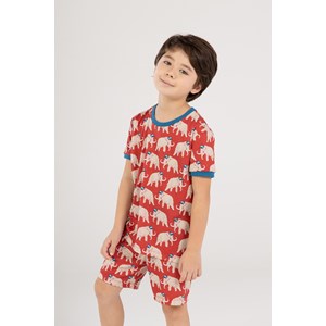 Pijama Infantil Masculino Estampa Elefantes Vermelho