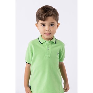 Polo infantil masculino em piquet colorido Verde Médio