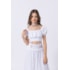 Saia teen midi com lastex em tricoline 100% algodão Branco