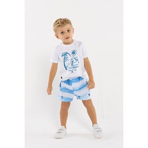 Short Água Infantil Baby Masculino Estampado Sem Cueca Azul Claro