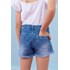 Short jeans infantil feminino com bordado cordonê Azul Jeans