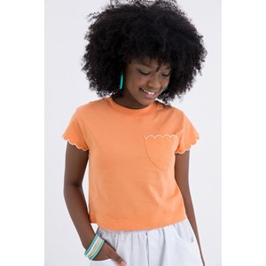 Short  teen Feminino sarja 100%algodão com bordado na barra cós e bolso Branco