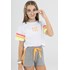 T-Shirt Cropped Feminina Teen Com Bordado Frontal " GAME OVER " Branco