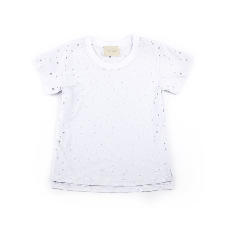 T-Shirt Feminina Infantil Em Malha Strong - Twoin Branco