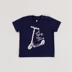 T-Shirt Infantil Baby Masculina Estampa 'PATINETE' Marinho