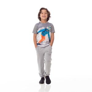 T-Shirt Infantil / Kids Em Malha Com Estampa Frontal Em Cotton Peletizado De Poliester - Um Mais Um Grafite