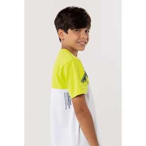 T-Shirt Infantil Masculina Bicolor Estampa TRAINING Branco