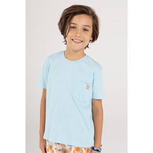 T-Shirt Infantil Masculina Com Bolso Azul Claro