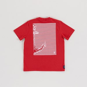 T-Shirt Infantil Masculina Com Bordado Frontal E Silk Nas Costas Vermelho