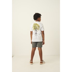 T- shirt infantil masculina em malha com estampa de árvore manga curta Branco