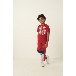 T-shirt infantil masculina em malha de algodão sustentável estampa "LEARNING" manga curta Vermelho