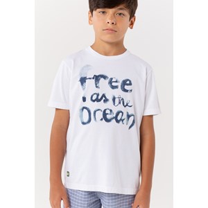 T-Shirt Infantil Masculina Estampa Frontal Branco