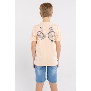 T-Shirt Infantil Masculina Estampa Nas Costas 'Bicicleta' PESSEGO