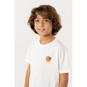 T-Shirt Infantil Masculina Estampa Nas Costas "Coqueiro" OFF WHITE