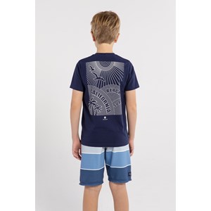 T-Shirt Infantil Masculina Estampa Nas Costas Marinho