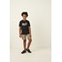T-shirt infantil masculina manga curta com estampa polaroid Preto