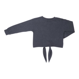 T shirt manga longa teenn em malha com amarraçao frontal e detalhe bordado Preto