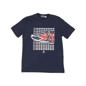T shirt masculina estampa tênis Reino Unido manga curta Marinho