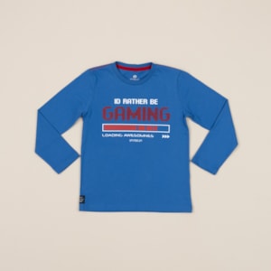 T-SHIRT MEIA MALHA COM SILK FRENTE AZUL ESCURO