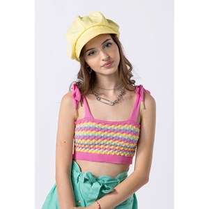 Top teen multicolorido em tricô Multicolorido