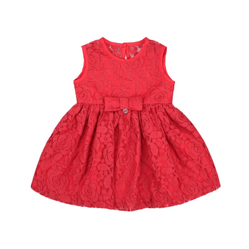 Vestido/calcinha infantil/baby em renda com lycra floral  e forro - um mais um Vermelho