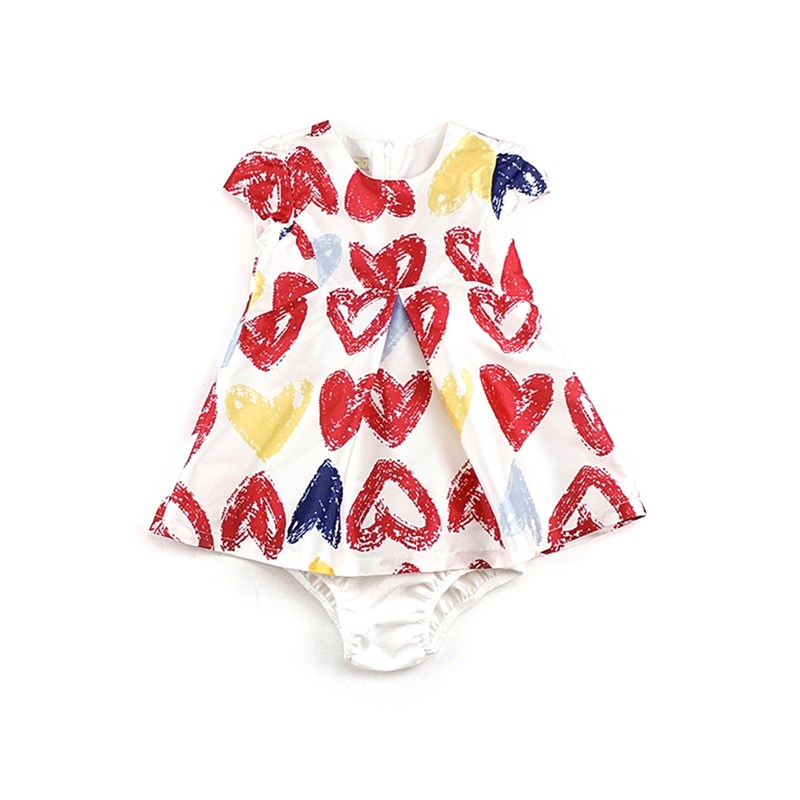 Vestido Infantil / Baby Em Neoprene Creponado - 1+1 Vermelho