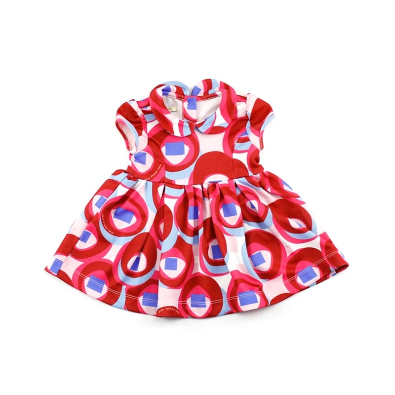 Vestido Infantil / Baby Manga Curta Em Neoprene Creponado - 1+1 Vermelho