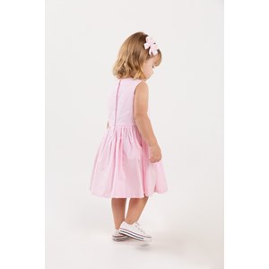 Vestido Infantil Baby Xadrez Recortes Na Frente E Botões Decorativos Rosa Claro
