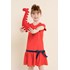 Vestido infantil de malha diagonal manga curta Vermelho