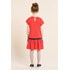 Vestido infantil de malha diagonal manga curta Vermelho
