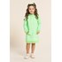 Vestido infantil de moletom com capuz Verde Flúor