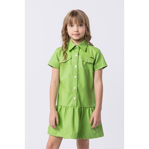 Vestido infantil em couro ecológico Verde Médio