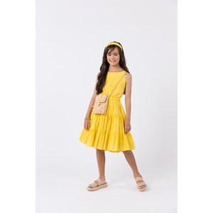 Vestido infantil em laise Amarelo Claro