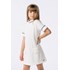 Vestido infantil em malha tweed com bordado de pérolas Off white