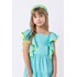 Vestido infantil em tricoline bicolor Acqua