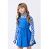 Vestido infantil em tricoline com blusa infantil feminina de suede Azul Bic