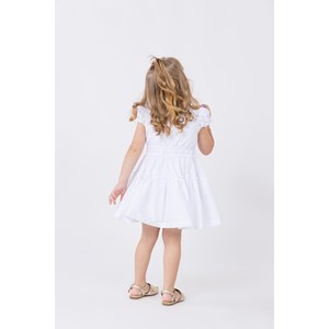 Vestido infantil em tricoline com cabeçote Branco