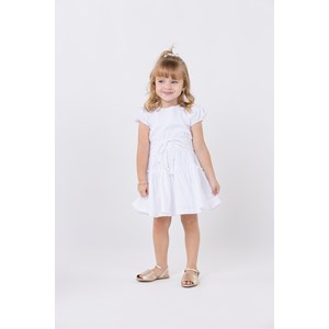 Vestido infantil em tricoline com cabeçote Branco